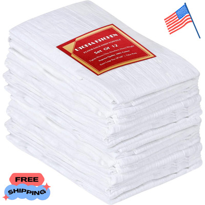 Utopia Kitchen White Flour Sack Towels [12 Pack - 28 X 28 Inch] 100% Cotton Tea