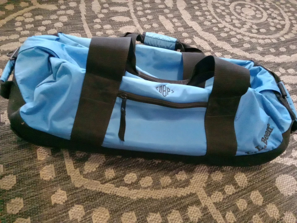 LL Bean Adventure Rolling Duffle Bag (Blue) – Gently Used + Extra Strap - Image 2 of 4