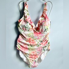 Lauren Ralph Lauren Women's Ruffled Floral-Print One-Piece Swimsuit Size 16