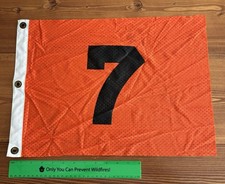 Vintage Orange Nylon Hole 7 Golf Pin Flag 19" x 14' Man Cave Bar Putt Greens