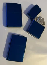 3 Blue Metal Flint  (Zippo Like) Lighter 🔥Brand New🔥