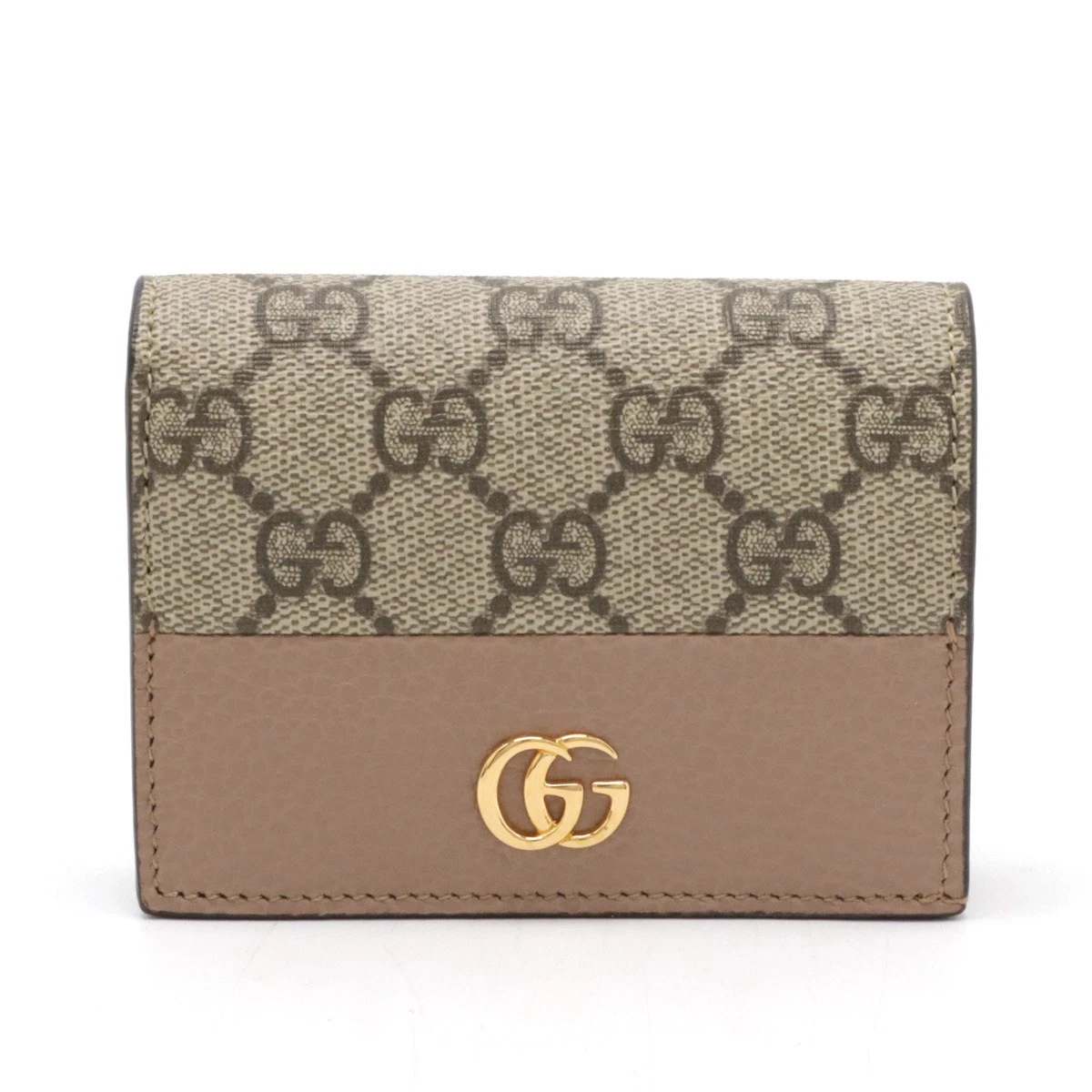 Portefeuille porte cartes GUCCI Double G GG Supreme portefeuille à deux volets portefeuille beige crépuscule