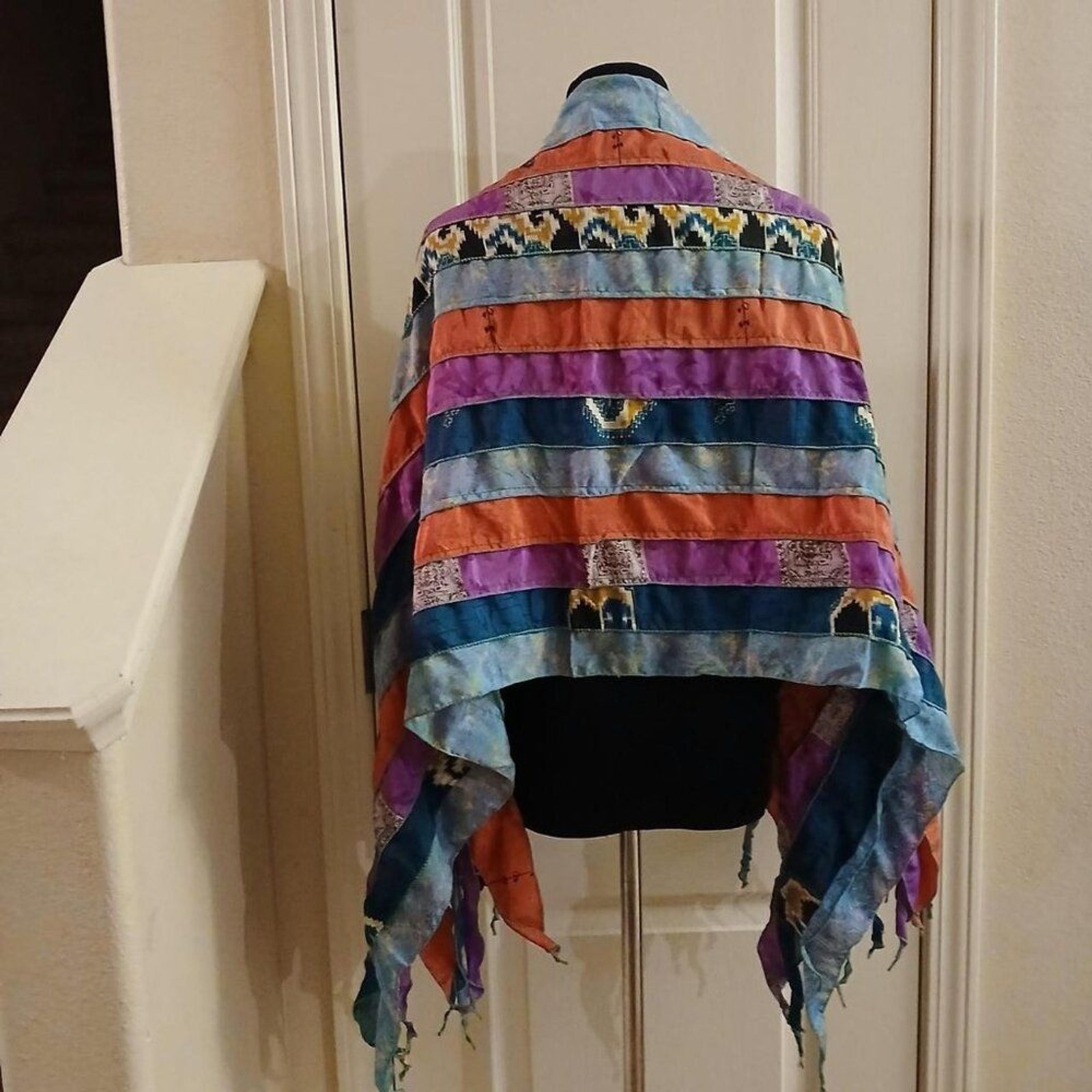 Wevez patchwork multicolor silk blend wrap skirt … - image 3