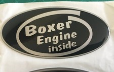 BOXER ENGINE INSIDE CAR DOMED BONNET GRILL BADGE BLACK SIL 75 X 45MM 92-01