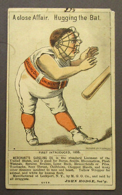 H804-7A A CLOSE AFFAIR 1880's Victorian advertising Trade Card baseball