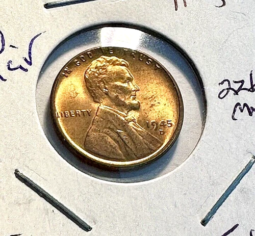 1945-P Mostly RED BU Lincoln Wheat 1c ~ GEM UNCIRCULATED ~ 1 Coin  ~ DEAL!~ Q07r