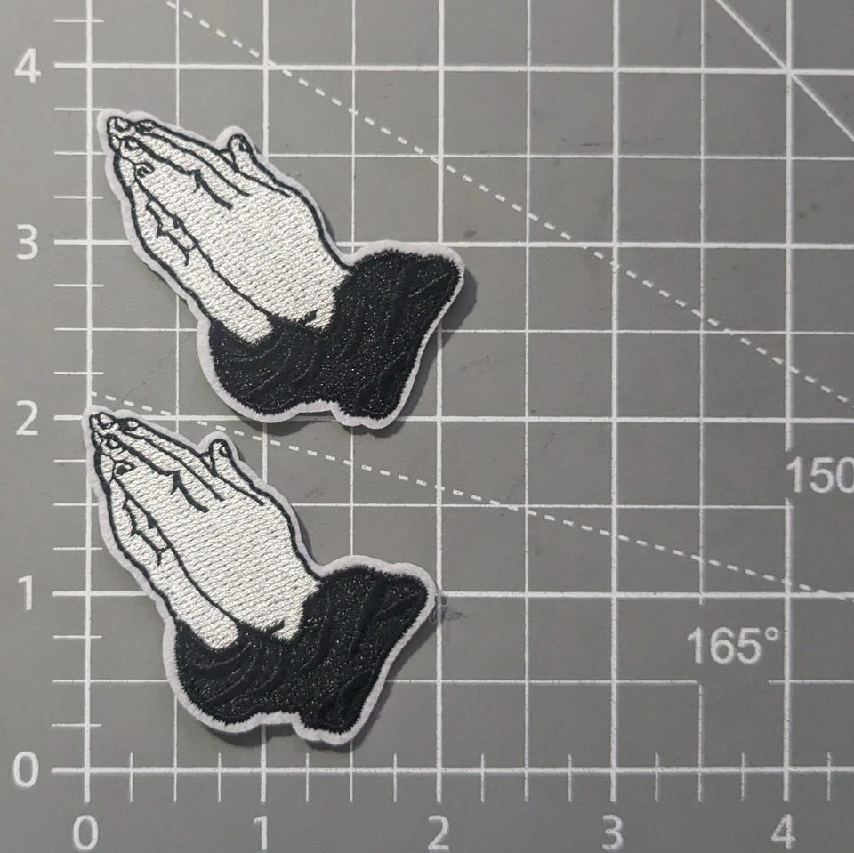 Hands Praying Patch 2 Pieces Prayer Religious Church Embroidered Iron On 2x2" - Image 2 of 3