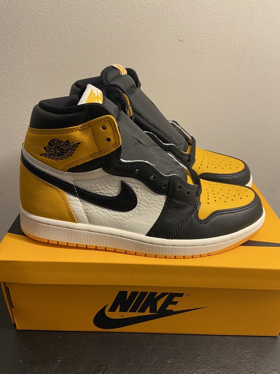 Jordan 1 Retro High OG Yellow Toe Taxi Shoes 555088-711 Men's Size