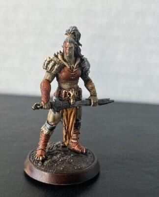Female Orc Warrior DND Resin, 28mm Scale D&D, Pathfinder- Hand Painted