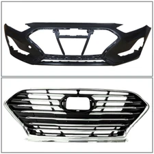 LABLT Front Bumper Cover Fascia&Front Upper Grille For 2018-2019 Hyundai Sonata