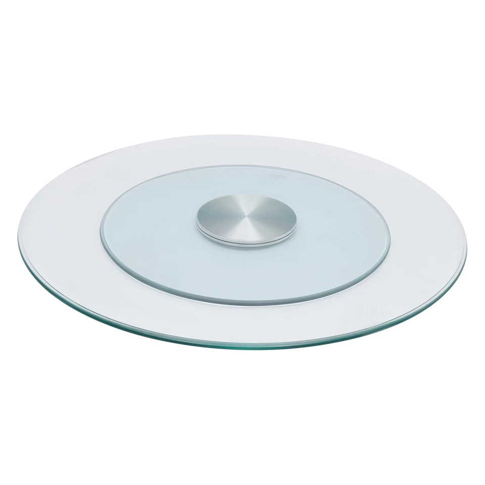 27.56" Glass  Turntable Dining Table Centerpiece Large Tabletop US - Image 3 of 4