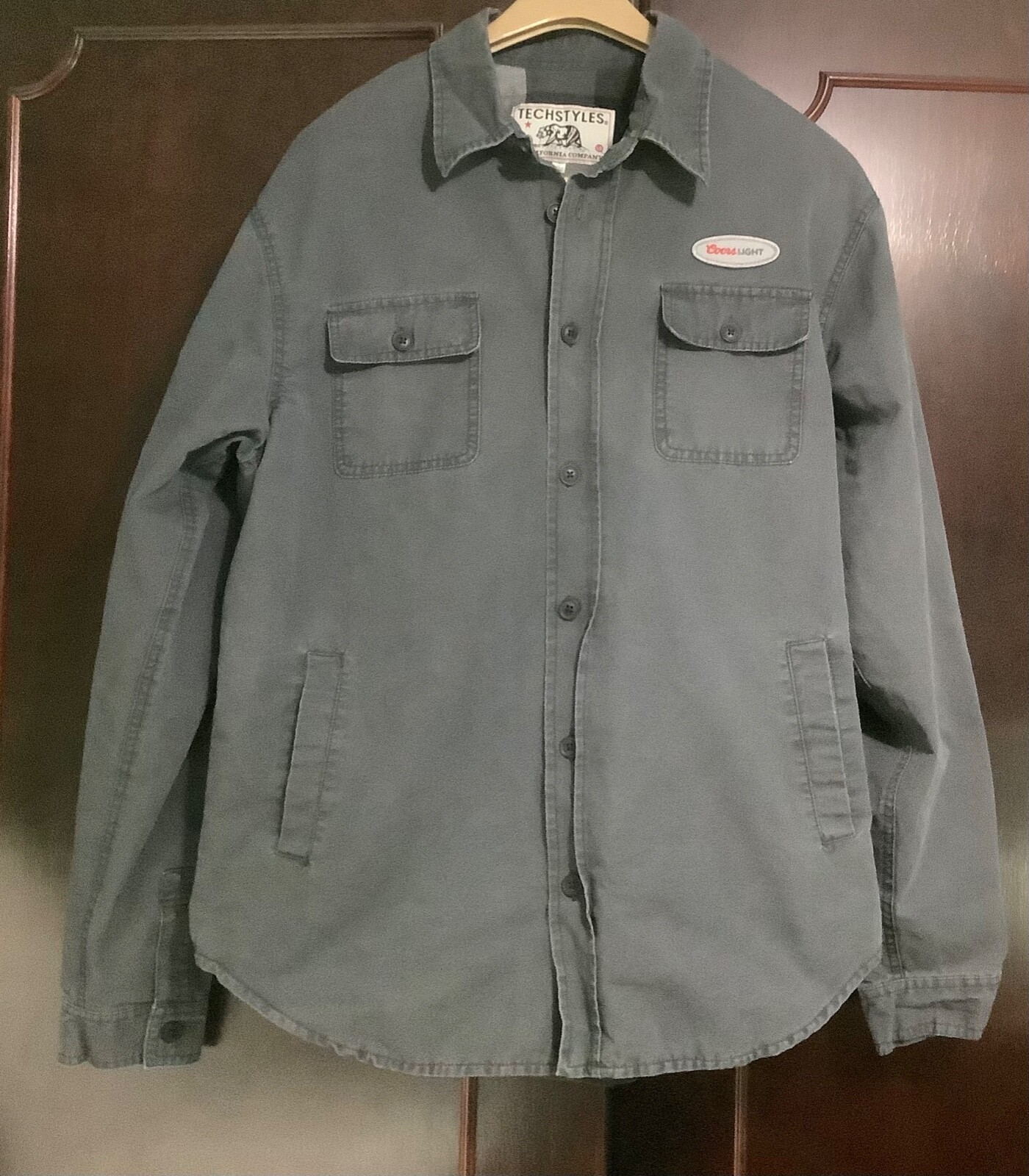 Coors light Techstyles Long Sleeve Work Shirt Gray… Gem