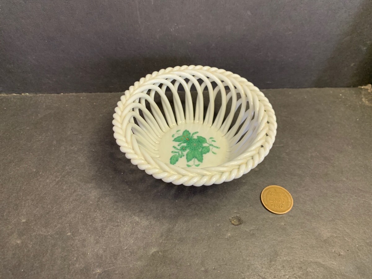 Vintage Herend Hungary Porcelain Ret. Basket, Chinese Bouquet, #5