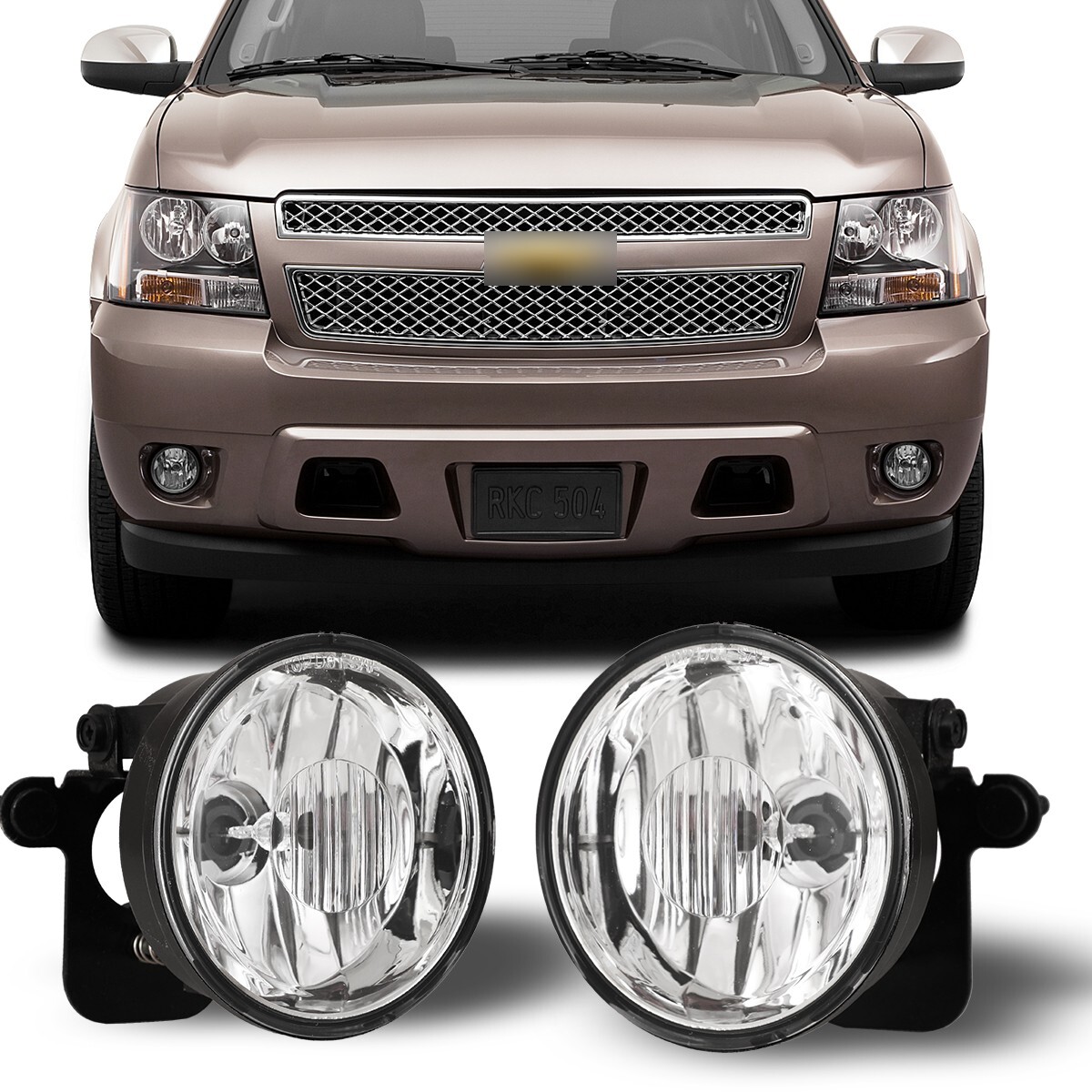 Pair Of Clear Fog Lights For 2004-2006 Chevy Suburban Tahoe | DOT/SAE Certified