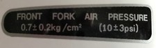 HONDA CBX 1000 FRONT FORK AIR PRESSURE CAUTION WARNING LABEL DECAL