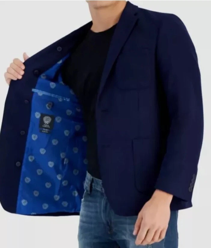 $295 Vince Camuto Men's Blue Slim-Fit Stretch Hooded Sport Coat Jacket Size 42L - Image 2 of 4