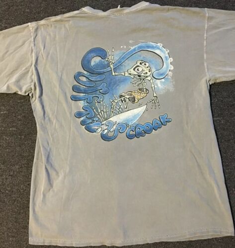 Vtg 90s Peace Frogs Surf Til U Croak Faded Distress Shirt XL Skate Grunge Funny