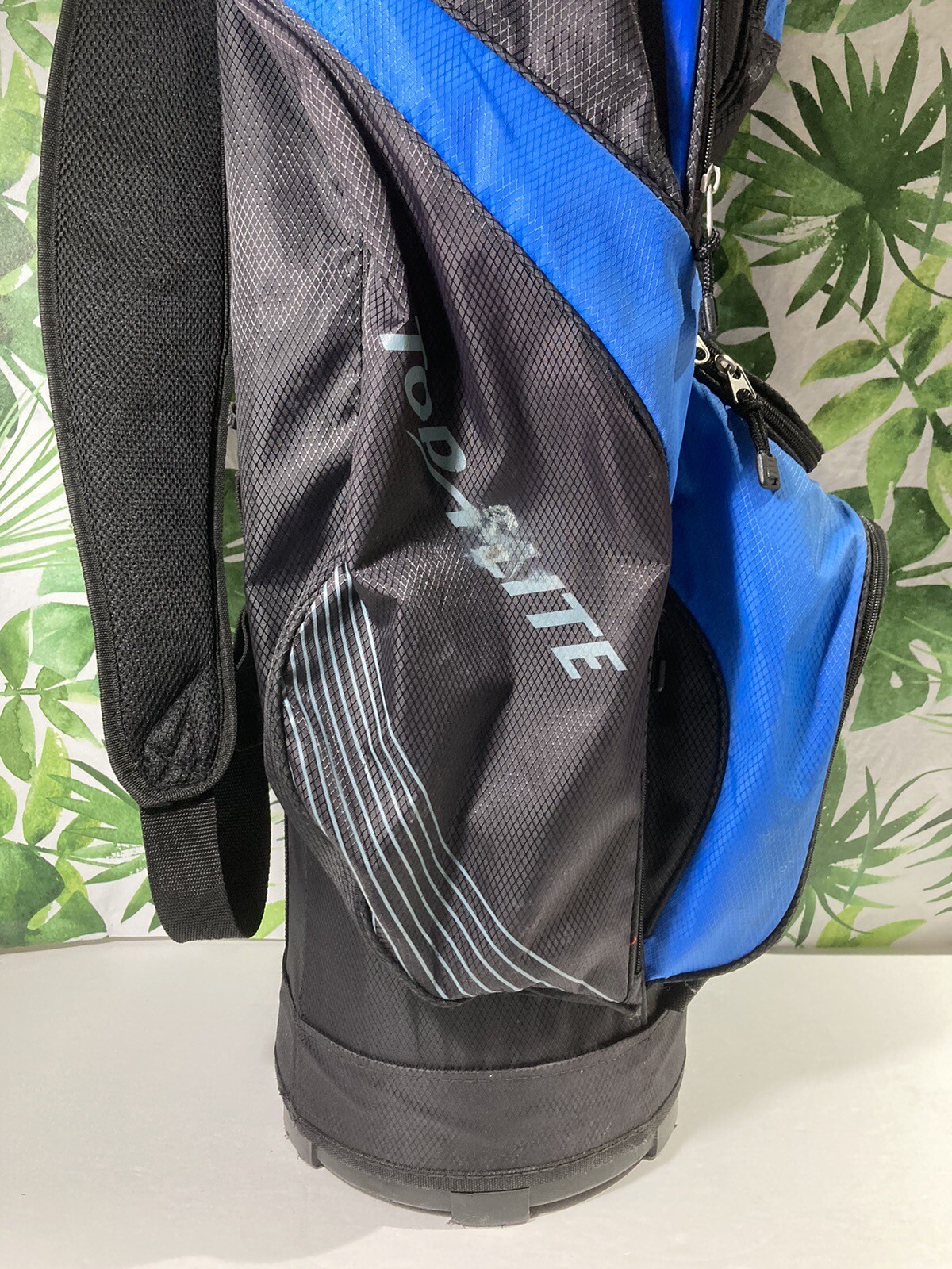 Top Flite Golf Bag 14 Way Blue Canvas Carry/Cart Stand MultiPocket