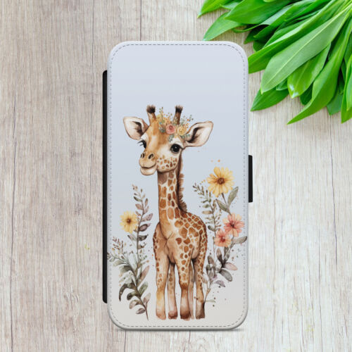 GIRAFFE CASE FOR IPHONE SAMSUNG GOOGLE WATERCOLOUR GIFT FLIP WALLET PHONE COVER - Picture 32 of 36