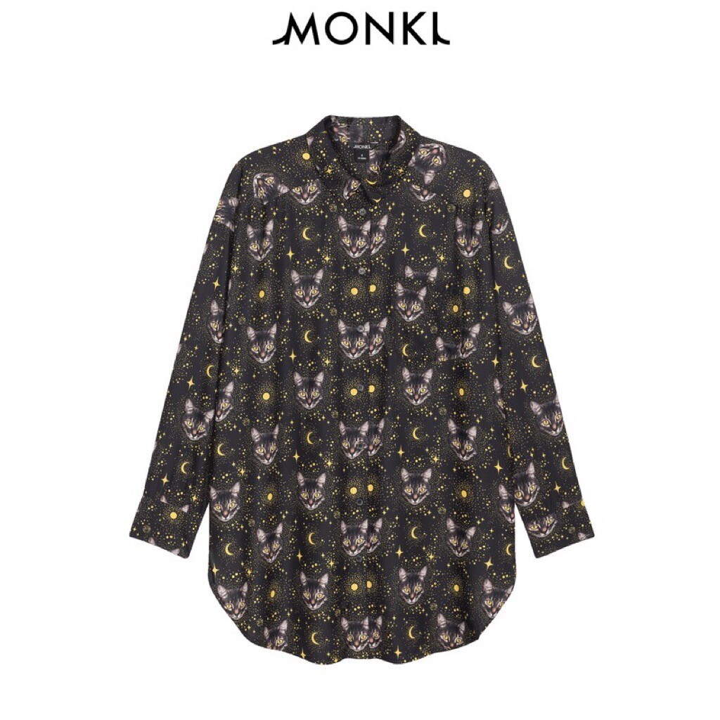 ASOS Monki Womens Shirt Long Sleeve Blouse Tabby Cat Print Size XXS View 2