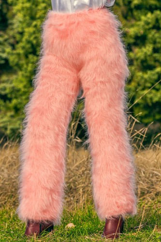 Fuzzy mohair pants fuzzy thick leggings warm handknit fluffy trousers SUPERTANYA - Picture 32 of 92