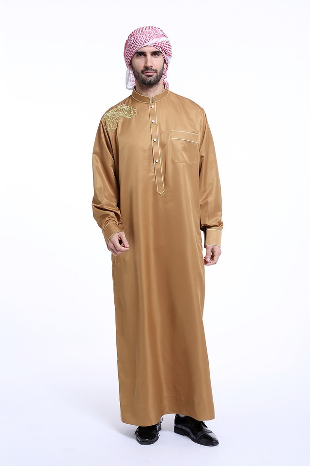 Men Muslim Saudi Style Robe ishdasha Islamic Arab Saudi Thobe Maxi Robe ...
