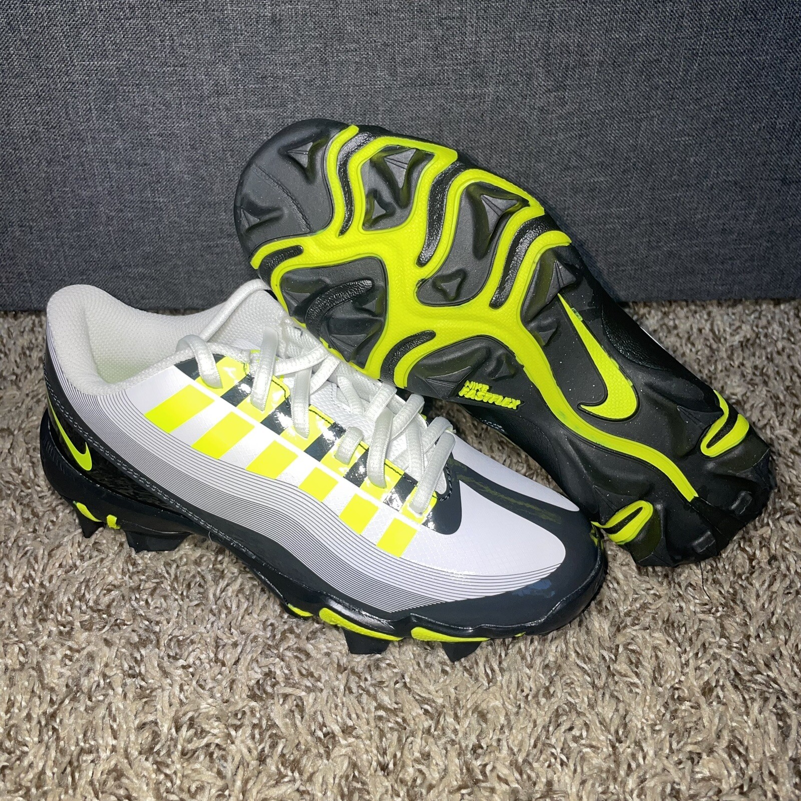 Nike Vapor Edge Shark Volt Black Youth Size 3Y Football Cleats DQ5111-715 New