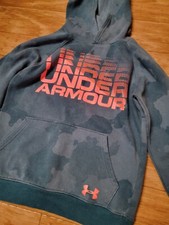 UNDER ARMOUR Cold Gear, Graphic Logo Print Hooded Sweatshirt, Size Youth Large