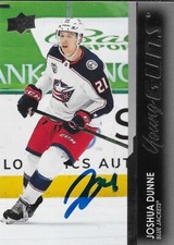 Signed Joshua Dunne Young Guns 2021-22 UD Columbus Blue Jackets Rookie Card