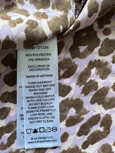 Koi Lite Scrub Top Women’s XL Purple Watercolor Animal Leopard Stretch Nursing - Picture 10 of 10