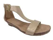 Reaction Kenneth Cole Great Gal Ankle T strap Women's Sandals Size 6.0 M, Gold