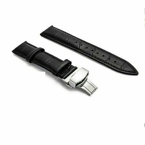 Genuine Butterfly Deployant Clasp Buckle+ Leather Watch Band Strap 19mm-24mm - Picture 7 of 11