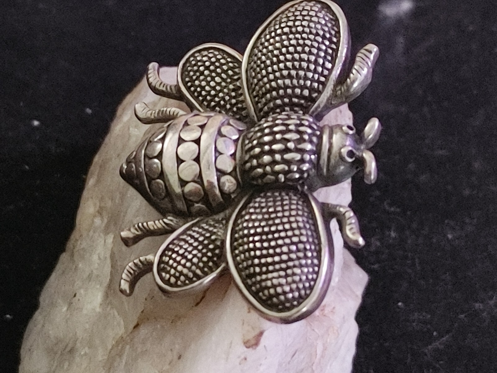 Sterling Silver Patterned Textured Bumblebee Broo… - image 7