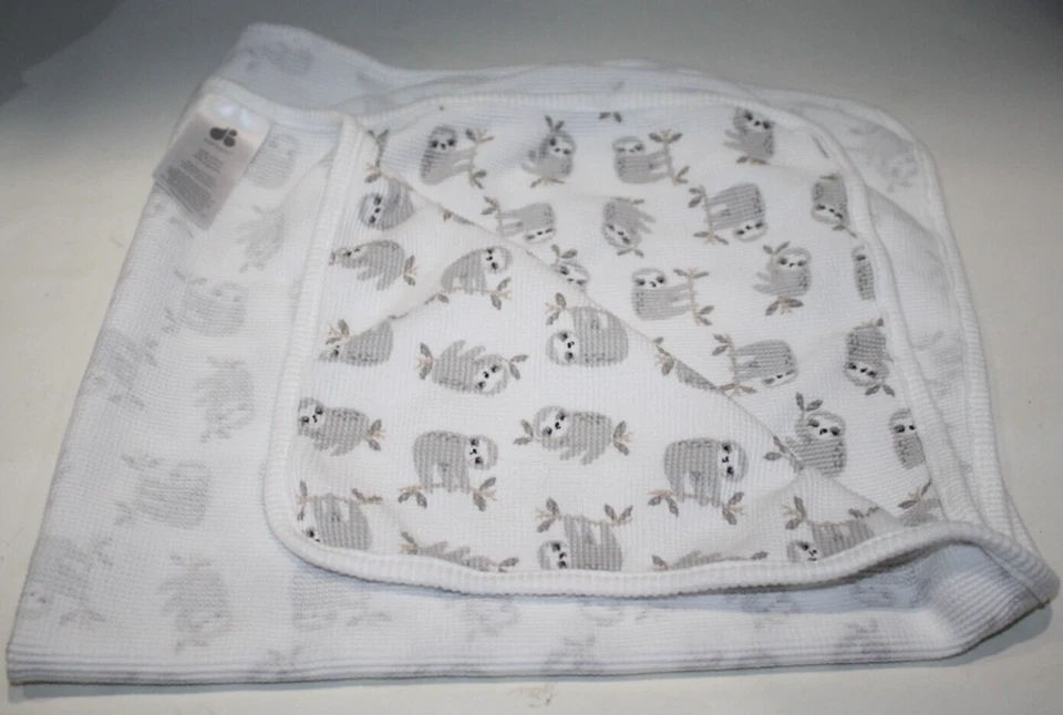 Одеяло для приема ребенка Just Born Sloth 25 дюймов тепловое вафельное унисекс милое для мальчика девочки - Изображение 3 из 4