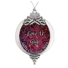 Love You Gigi 2024 Silver Metal Bulb Merry Christmas Ornament Family Gift