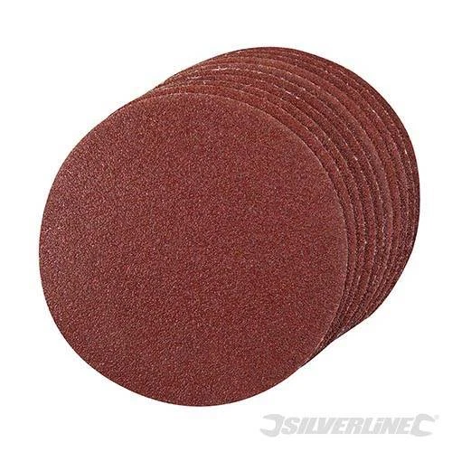 Silverline 10pc Hook And Loop Plain Sanding Discs ( choose size and grit)