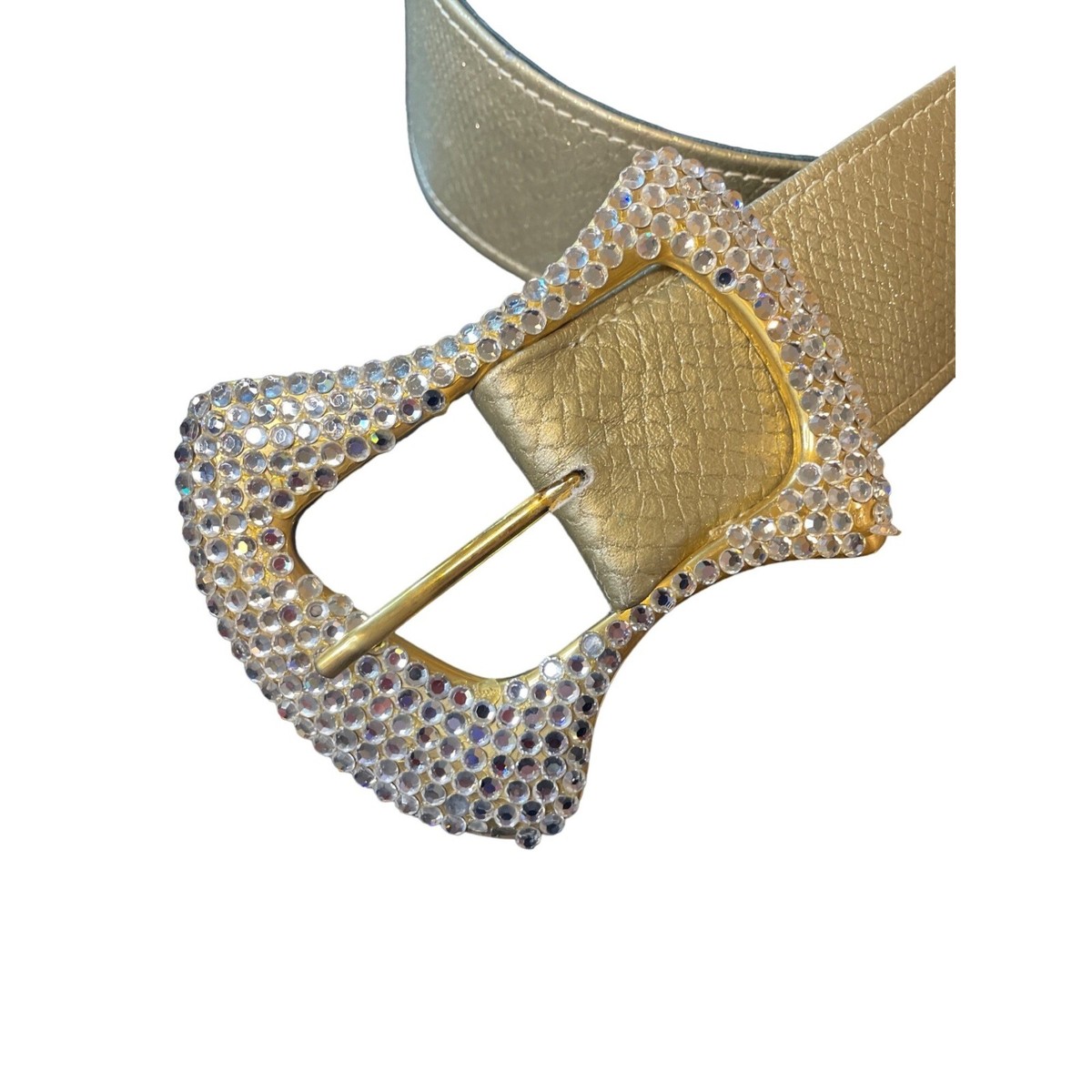 Shiny Gold Belt with Rhinestone Buckle Sz S | eBay
