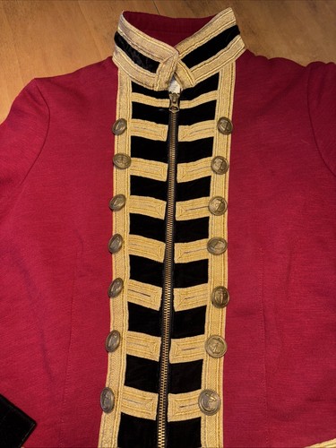 1 Denim & Supply Ralph Lauren French Terry Officer's Jacket Gold Black Red - Picture 6 of 11