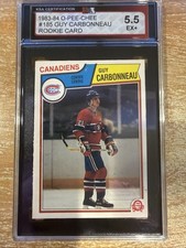 1983-84 O-Pee-Chee #185 Guy Carbonneau Rookie Card KSA 5.5 EX+ OPC RC. rookie card picture