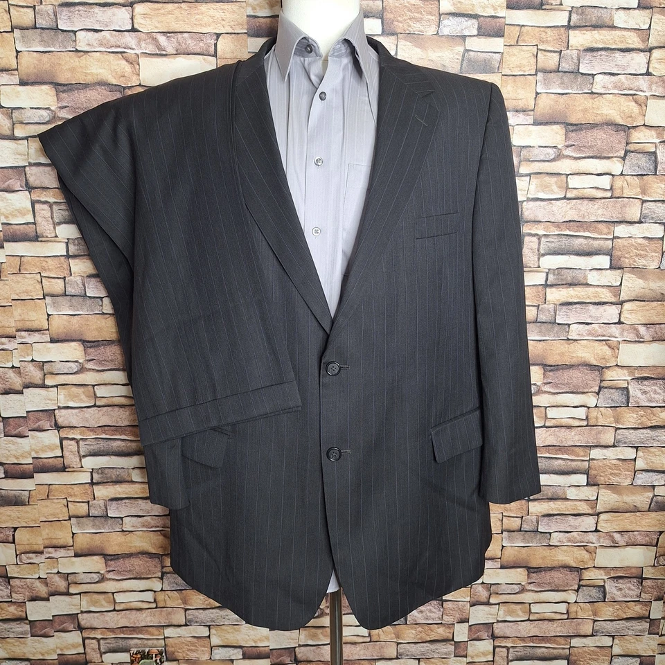 Костюм мужской Petrocelli 2 предмета 48R 42X29 темно-серый в полоску одинарный вентилируемый - Изображение 2 из 4