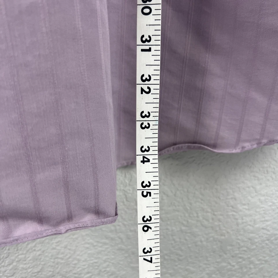 Camisa David Taylor Talla 18 1/2 Manga Corta Abotonada Lavanda Púrpura Camisa Rayas Foto 3 de 4