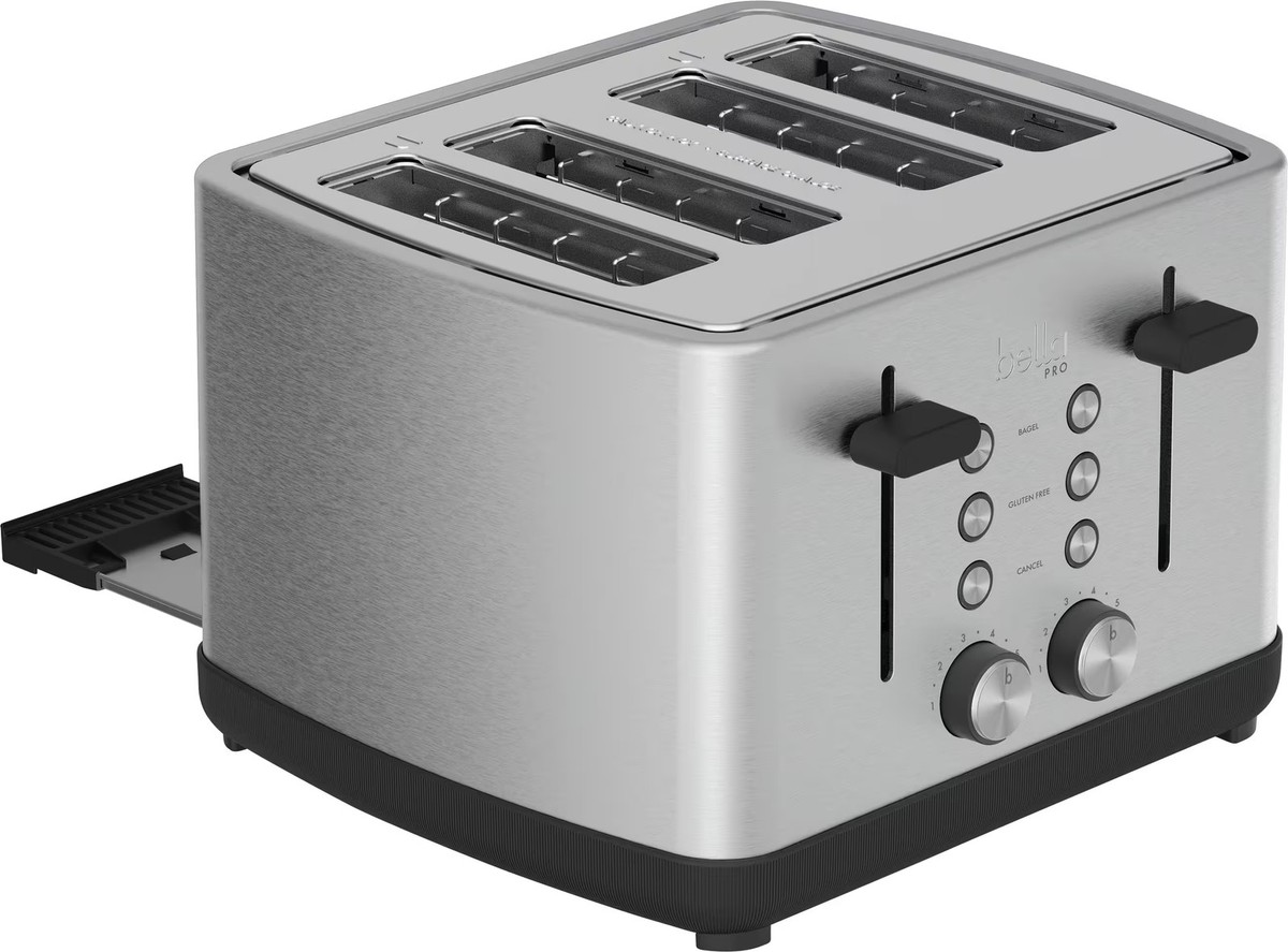 bella PRO 4-Slice Toaster with Extra Wide Slots Stainless Steel