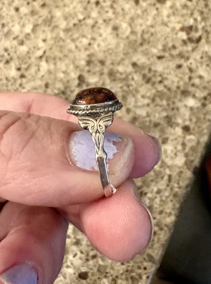 Anillo de plata ámbar marrón talla 6 Foto 3 de 3