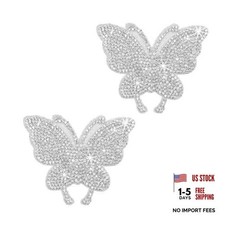 2PCS Rhinestone Car Stickers, Bling Crystal Auto Sticker Self Butterfly