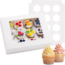6PCS Cupcake Boxes - Hold 12 Count Cupcake Containers with Window, Food Grade Cu