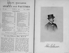 Original Old Antique Print 1901 Portrait Sir John Gilmour Bart Huntsman 20th