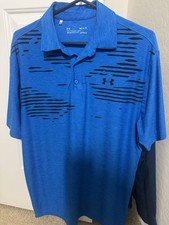 Under Armour Men's Blue And Black Heatgear Loose Fit Polo Shirt Size Medium