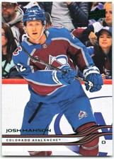 2025-26 Upper Deck Series 1 Holiday SP Green Foil #43 Josh Manson Colorado