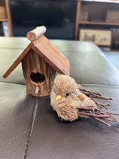 🪺Unikalna ręcznie robiona słomka ptak i drewniana dekoracja domku dla ptaków tak urocza! Czas lasu