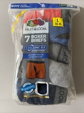 Fruit of the Loom Boys Sz Large 14-16 7 Multicolor Tag-Free Boxer Briefs